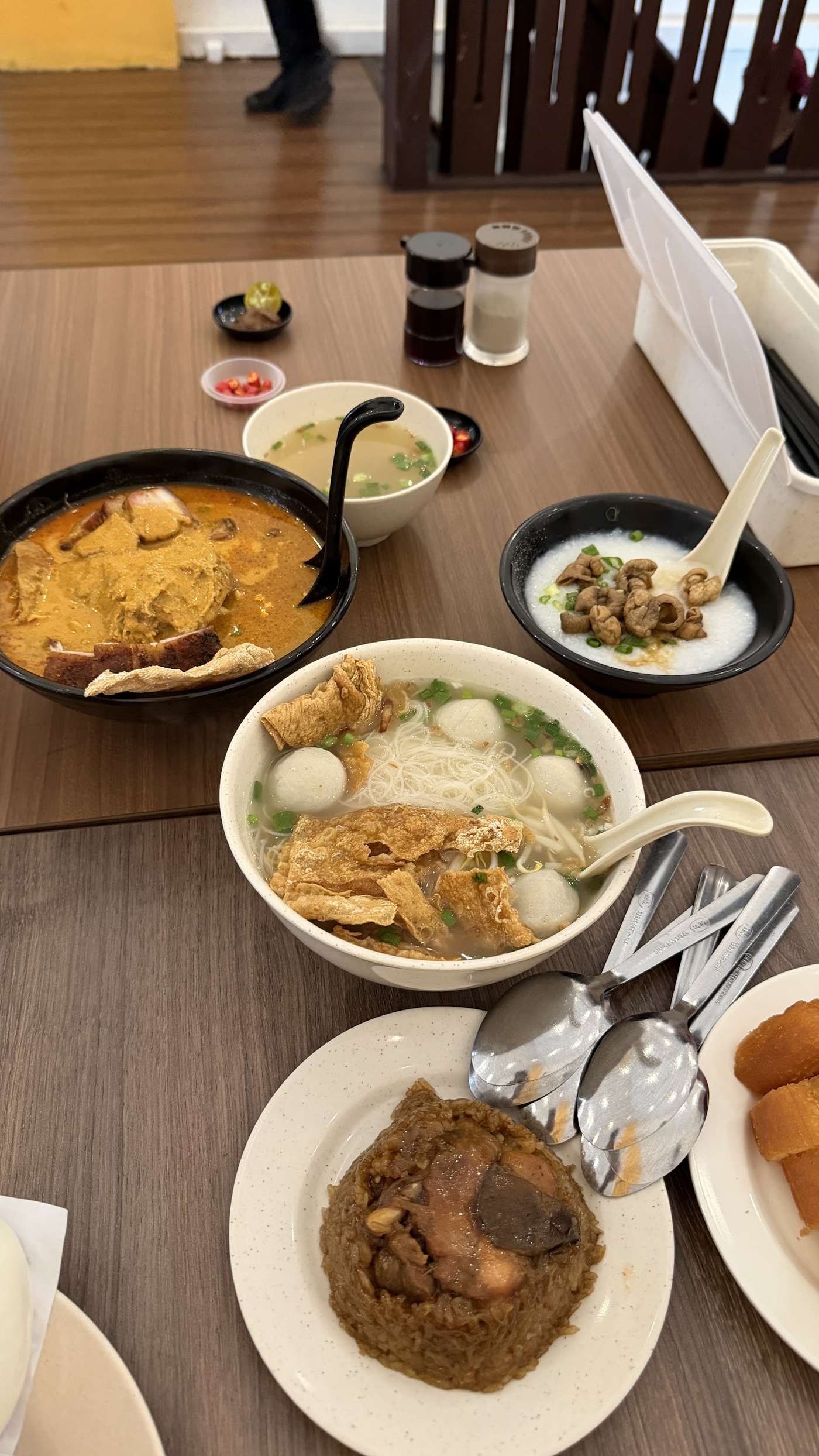 Laksa, congee, fish ball noodles and lo mai kai